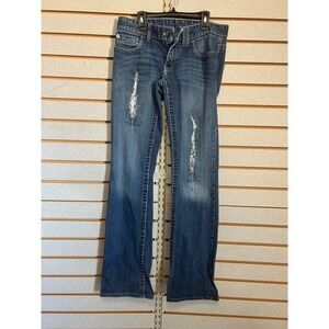 Cruel Girl Blake Jeans Womens 28/5L Blue Distressed Sequin Bootcut Low Rise Slim